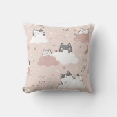 Niedliches Pink Kitten-Muster Kissen (Vorderseite)