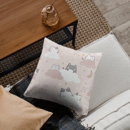 Niedliches Pink Kitten-Muster Kissen