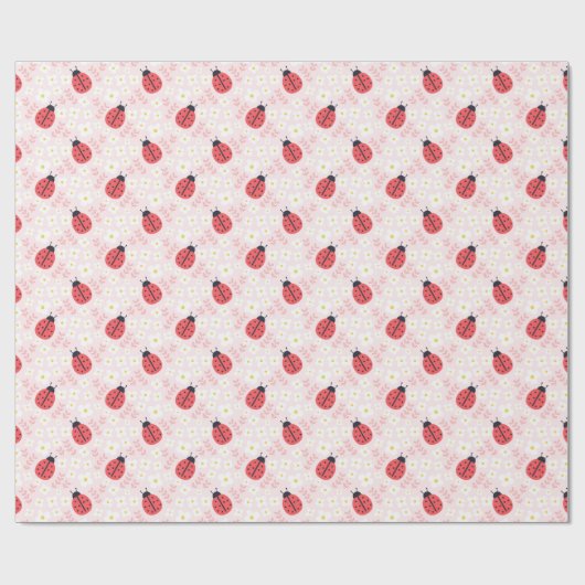 Niedliches Pink Ladybug Wrapping Paper Sheet Set Geschenkpapier (Flach)