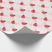 Niedliches Pink Ladybug Wrapping Paper Sheet Set Geschenkpapier (Ecke)