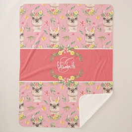 Niedliches Pink Lama Muster für kleine Mädchen Sherpadecke