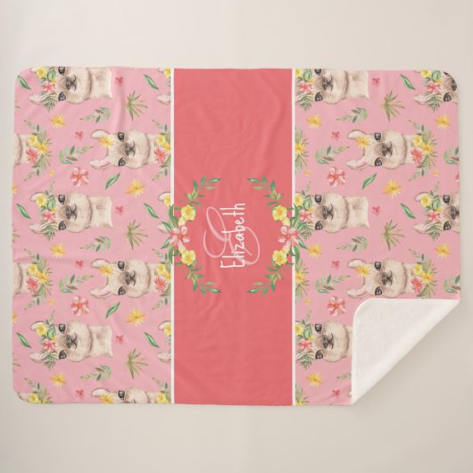 Niedliches Pink Lama Muster für kleine Mädchen Sherpadecke (Vorderseite (Horizontal))