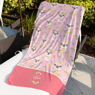 Niedliches Pink Lama Muster für kleine Mädchen Strandtuch