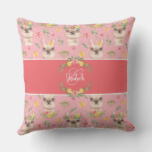 Niedliches Pink Lama Muster für Little Girls Kissen (Rückseite)