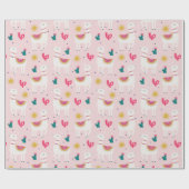 Niedliches Pink Llama Musterpapier  Geschenkpapier (Flach)