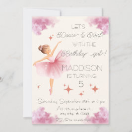 Niedliches Pink-Mädchen Geburtstagsballett Party Einladung