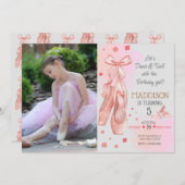 Niedliches Pink-Mädchen Geburtstagsballett Party Einladung (Vorne/Hinten)