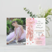 Niedliches Pink-Mädchen Geburtstagsballett Party Einladung (Stehend Vorderseite)
