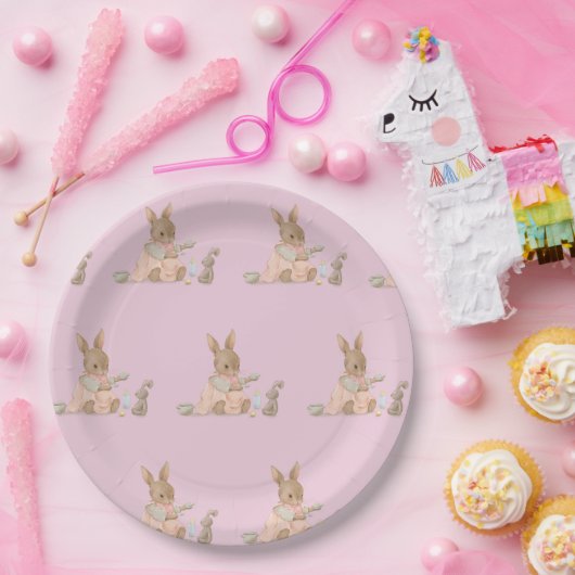 Niedliches Pink-Mädchen Pappteller (Party)