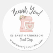 Niedliches Pink Mixer Bäckerei Unternehmen Danke S Runder Aufkleber (Vorderseite)