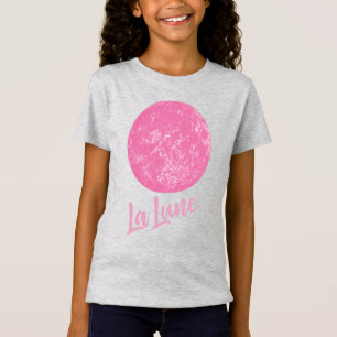 Niedliches Pink Moon Illustration Französisches L T-Shirt