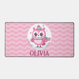 Niedliches Pink Owl Tragend Scarf und Hood Schreibtischunterlage