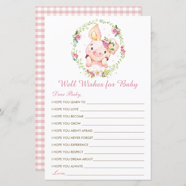 Niedliches Pink Pig Piglet Brunnens wünscht sich B (Vorne/Hinten)