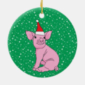 Niedliches Pink Piglet in der Weihnachtsmannmütze Keramik Ornament (Hinten)