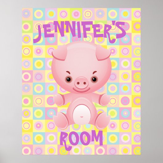 Niedliches Pink-Ping-Kinderposter Poster (Vorne)