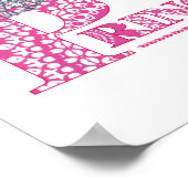 Niedliches Pink Princess Girl's Word Art Poster dr (Ecke)