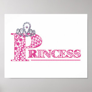 Niedliches Pink Princess Girl's Word Art Poster dr