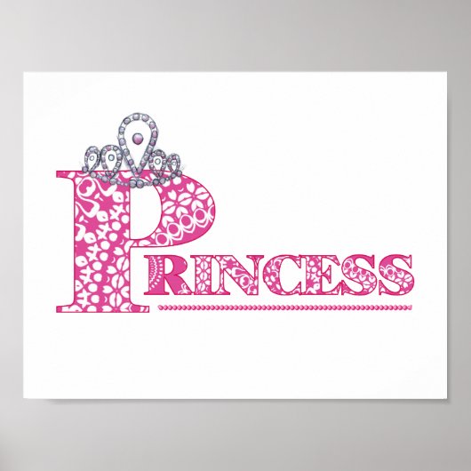 Niedliches Pink Princess Girl's Word Art Poster dr (Vorne)