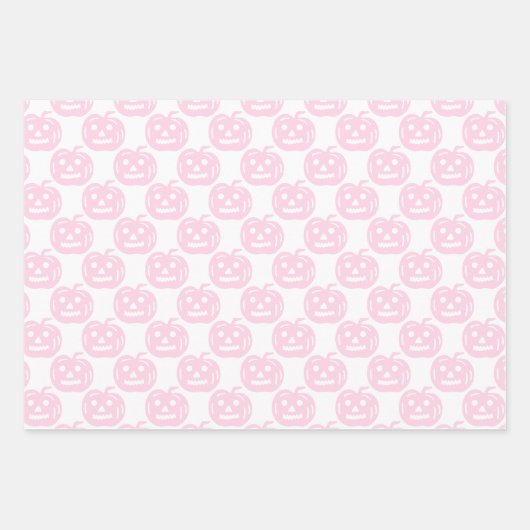 Niedliches Pink Pumpkin Pattern Halloween-Party Geschenkpapier Set (Vorderseite 3)