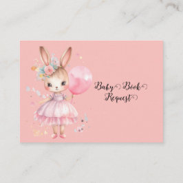 Niedliches Pink Rabbit mit Balloon Baby Book Reque Begleitkarte