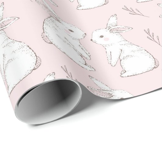 Niedliches Pink Rabbit Ostermuster Geschenkpapier (Rolleneckpunkt)