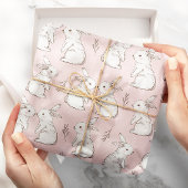 Niedliches Pink Rabbit Ostermuster Geschenkpapier