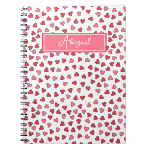 Niedliches Pink & Red Hearts Muster Kids Notebook Notizblock