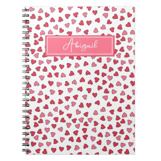 Niedliches Pink & Red Hearts Muster Kids Notebook Notizblock (Vorderseite)