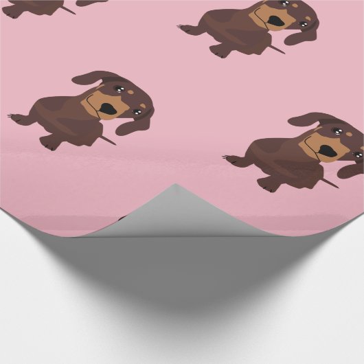 Niedliches Pink Sausage Dackel Wrapping Paper Geschenkpapier (Ecke)