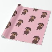 Niedliches Pink Sausage Dackel Wrapping Paper Geschenkpapier (Ungerollt)