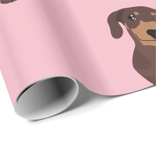 Niedliches Pink Sausage Dackel Wrapping Paper Geschenkpapier (Rolleneckpunkt)