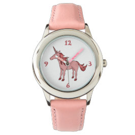 Niedliches Pink-Schlaf-Einhorn Zeichnend Girl Armbanduhr