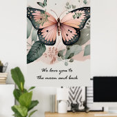 Niedliches Pink-Schmetterling-Poster Poster (Heimbüro)