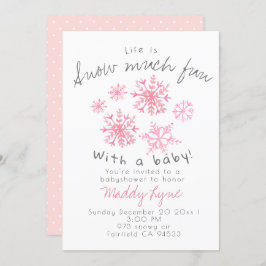 Niedliches Pink-Schnee-Mädchen Babydusche Party la Einladung