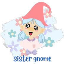 Niedliches Pink Sister Gnome Text-Zitat mit Bild
