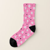 Niedliches Pink Skull Halloween-Muster Socken (Links - Außen)