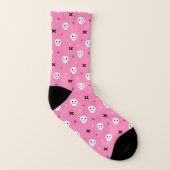 Niedliches Pink Skull Halloween-Muster Socken (Rechts - Außen)
