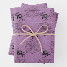 Niedliches Pink Spiole Halloween Wrapping Paper Se