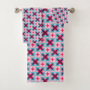 Niedliches Pink Star Pattern Badetuch Badhandtuch Set