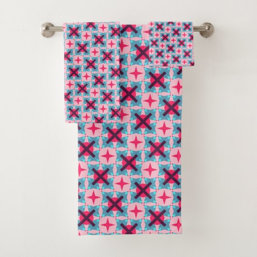 Niedliches Pink Star Pattern Badetuch Badhandtuch Set (Insitu)