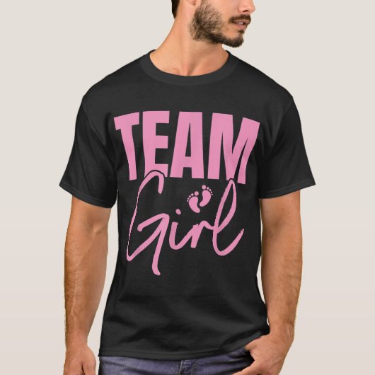 Niedliches Pink Team Girl Gender offenbart Party I T-Shirt (Vorderseite)