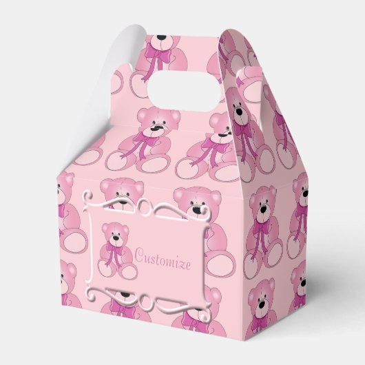 Niedliches Pink Teddy Bear Muster Gable Fevor Box Geschenkschachtel (Vorderseite)