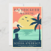Niedliches PInk Tropical Bachelorette Wochenende P Einladung (Vorderseite)