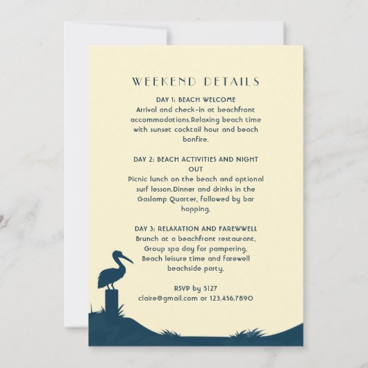 Niedliches PInk Tropical Bachelorette Wochenende P Einladung (Rückseite)