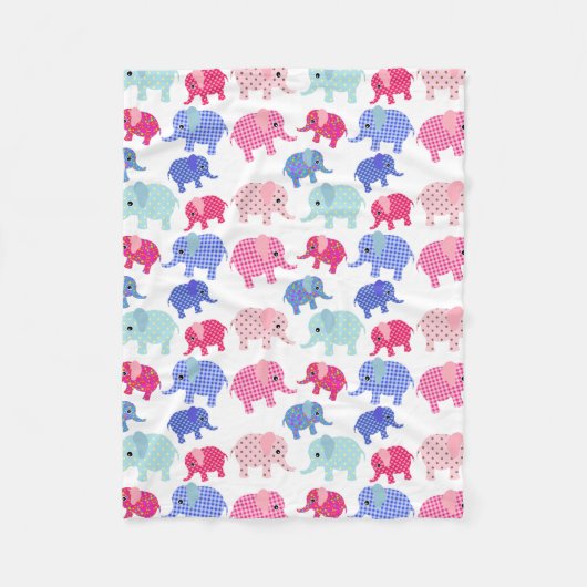 NIEDLICHES PINK- UND BLUE ELEPHANTS-PATTER FLEECEDECKE (Vorderseite)