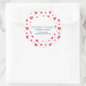 Niedliches Pink und Green Hearts Runder Aufkleber (Tasche)