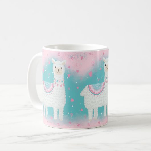 Niedliches Pink- und Minzlammuster Kaffeetasse (Vorderseite Links)