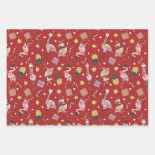 Niedliches Pink Weihnachts Flamingo und Ananas Mus Geschenkpapier Set (Vorderseite 3)