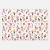 Niedliches Pink Weihnachts Flamingo und Ananas Mus Geschenkpapier Set (Vorderseite 2)