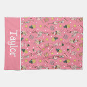 Niedliches Pink Weihnachts Flamingo und Ananas Mus Geschirrtuch (Horizontal)